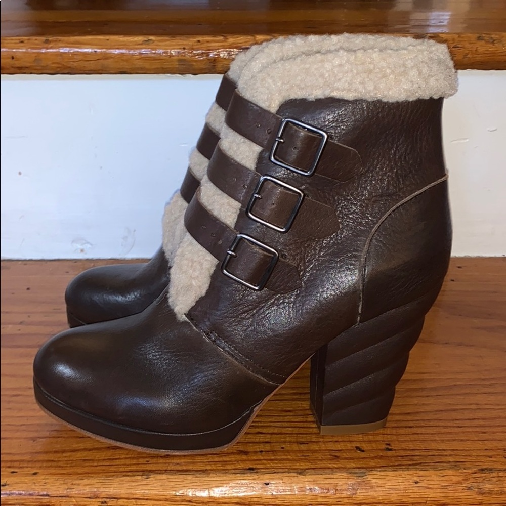 NEW See by Chloe brown bootie shearling trim - Picture 5 of 16